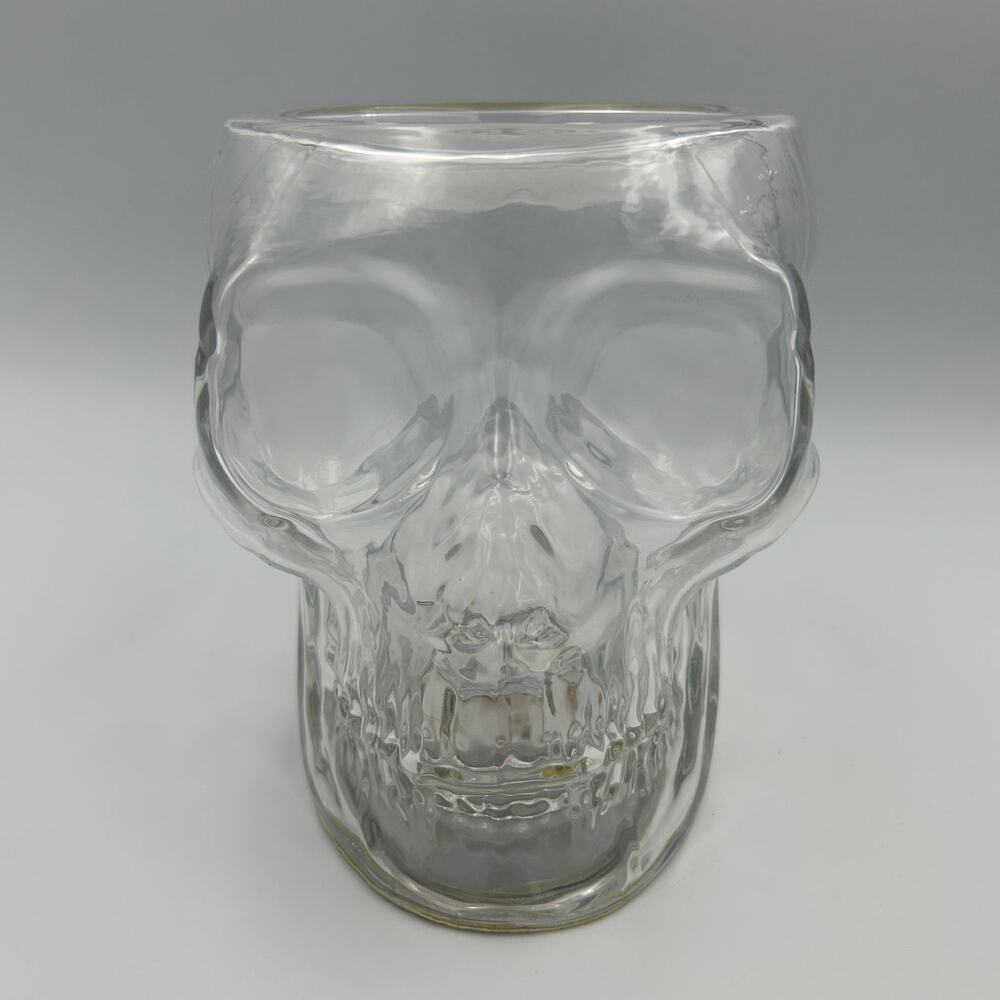 Bath & Body Works Halloween 2021 Light Up Skull 3 Wick Glass Candle Holder